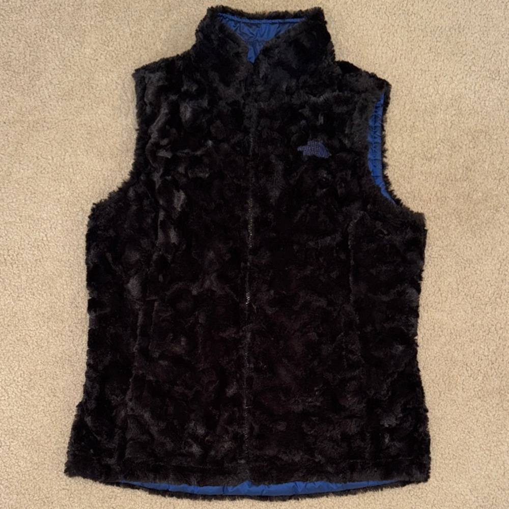 The North Face Black/Blue 2-in-1 Furry Vest